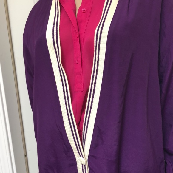 VTG 80s Moods by Krista Purple Letterman Sweater Style Jacket Blazer Oversized - Picture 3 of 7